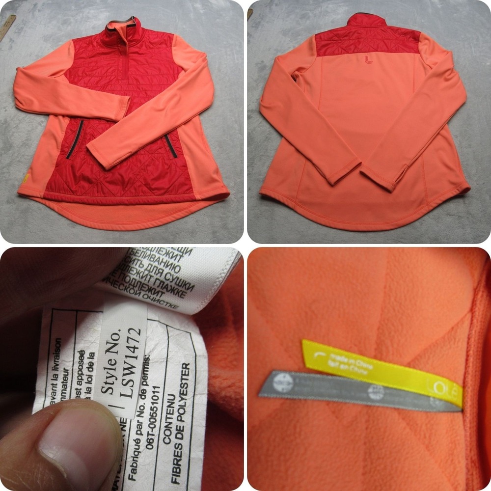 Lole Jacket Womens Large Peach Pockets Insulated Thumbholes Half Zip Pullover